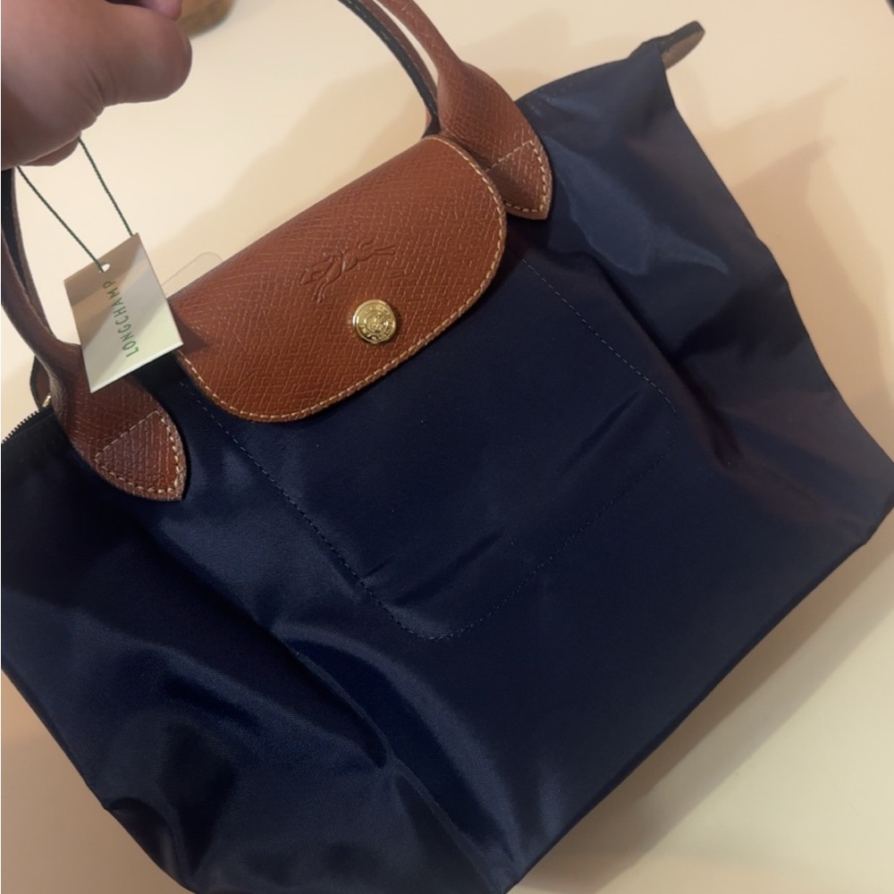 Longchamp Blue and Tan Tote Bag
